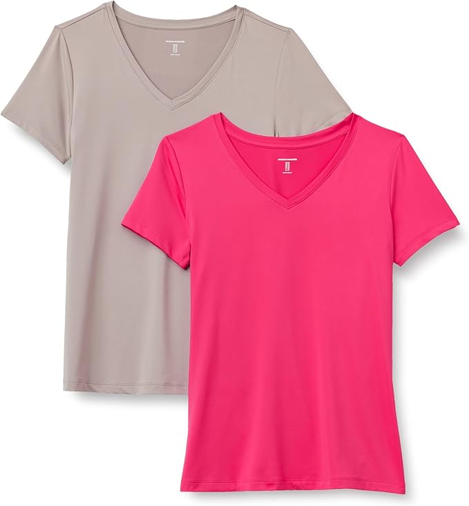 Essentials Women's Active Quick Dry Tech Stretch Short-Sleeve V-Neck A1