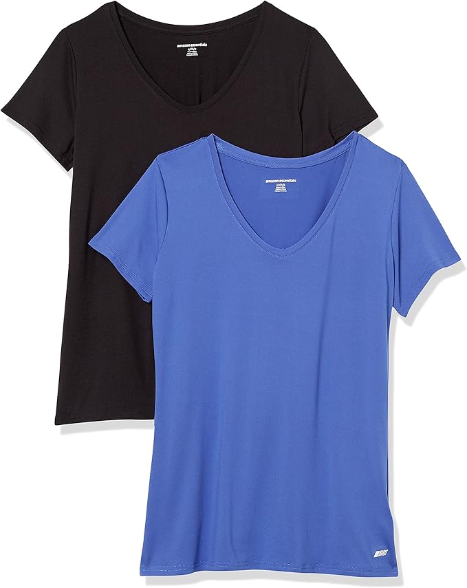 Essentials Women's Active Quick Dry Tech Stretch Short-Sleeve V-Neck A6